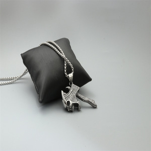 yunnique Skull And Axe Pendant Necklace Steel Black <b>Titanium</b> Steel Jewelry For Men Women Gift Fashionable Necklace - Product Image 4
