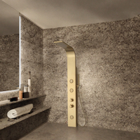 Colonne de douche murale en acier inoxydable brossé pour hôtel avec jets de massage et cascade LED