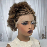 Perruque Bob Courte Afro Crépue Bouclée Rebondie 13x4 HD Transparente en Dentelle Cheveux Humains Brésiliens Remy Vierge, Tresse 10 Pouces 250% de Densité