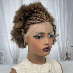 13x4 HD Transparante Kant Virgin Braziliaans Remy Haarpruik Vlechtwerk 10 Inch 250% Dichtheid Kort Boeiend <span class=keywords><strong>Afro</strong></span> Kinky Curly Bobpruik - Product Image 3