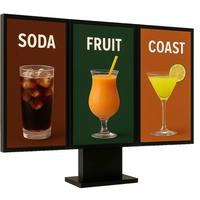 Layar Iklan Digital Luar Ruangan 2500Nite, Tiga Sisi Vertikal, Layar LCD, Papan Menu Restoran Bar, Stand Totem