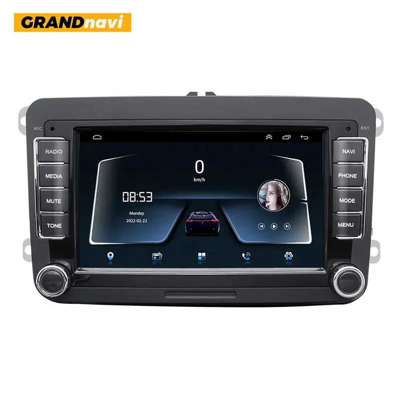Grandnavi เครื่องเล่นวิดีโอ Dvd มัลติมีเดียสำหรับรถยนต์,แอนดรอยด์7นิ้ว4 Core Autp เครื่องเล่นวิดีโอมัลติมีเดียสำหรับ VW ใช้ได้ทั่วไป
