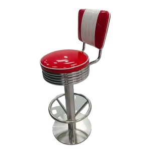 Sillas de Bar Estilo Retro Americano de los Años 50, con Asientos de Cuero, Estructura Metálica Resistente y Ecológica, <span class=keywords><strong>para</strong></span> Uso Comercial - Product Image 1