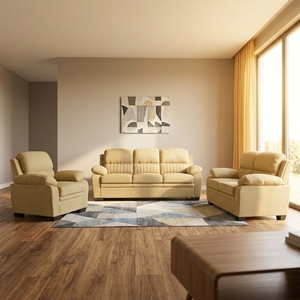 Ensemble de canapés en lin Frank, élégant et moderne, avec sièges rembourrés confortables et fixes, idéal pour les salons d'appartements urbains - Product Image 1