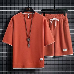 เสื้อยืดแขนสั้นลายวาฟเฟิลสำหรับผู้ชาย ใส่สบาย แห้งไว ไม่ยับ ทรงปกติ สไตล์ลำลอง ชุดกีฬา พร้อมลายปัก 3 มิติ - Product Image 3