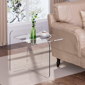 Juego de <span class=keywords><strong>Mesa</strong></span> de Centro y <span class=keywords><strong>Mesa</strong></span> Auxiliar de Acrílico <span class=keywords><strong>Plegable</strong></span> en Forma de T para Sala de Estar Moderna y Transparente Personalizada - Product Image 2