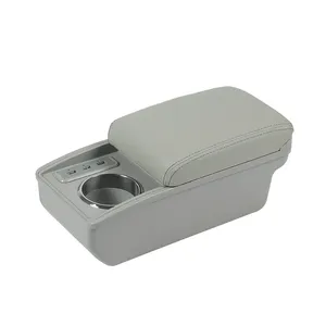 Vtear pour <span class=keywords><strong>Dacia</strong></span> <span class=keywords><strong>Spring</strong></span> 2021-2026 Boîte de rangement de console en ABS, coussin de support d'accoudoir en cuir avec porte-gobelet USB, pièces intérieures de voiture - Product Image 3