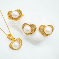Ensemble vide de montures pour boucles d'oreilles et bagues en laiton plaqué or rhodié, motif cœur, pour la création de bijoux DIY pour femmes avec pierres et perles