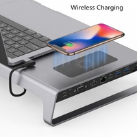 Station d'accueil USB-C 11-en-1 pour ordinateur portable avec support d'écran, adaptateur Ethernet RJ45 1000M, audio 3,5 mm, SD/TF, VGA et sortie HDTV 4K pour MacBook