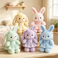Porte-clés en peluche mignon, pendentif personnalisé en forme d'animal en peluche, mini breloque de sac en peluche douce, vente en gros personnalisée