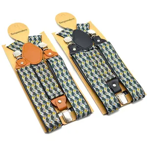 Suspenders Men For Pants Adjustable Casual Belts Leather 3 Clips Y Shape Brace Stylish Print Male Suspender 120cm*3.5cm