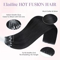 Extensions de cheveux humains Remy naturels Elailite K Tip U Tip à kératine, fusion à chaud, pré-collées, trame simple, permanent, toutes couleurs, teintables