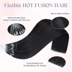 Extensions de <span class=keywords><strong>cheveux</strong></span> humains Remy naturels Elailite K Tip U Tip à kératine, fusion à chaud, pré-collées, trame simple, permanent, toutes couleurs, teintables - Product Image 4