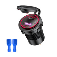 Chargeur rapide double port pour camping-car Adaptateur allume-cigare avec lampe Prise USB poreuse Prise allume-cigare double USB