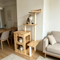 Meubles pour chats de luxe durables et écologiques en gros : Grande tour griffoir, condo, arbre à grimper et maison pour chats de grande taille avec base stable