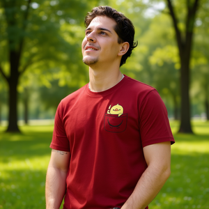 Camiseta divertida con diseño de pato en el bolsillo, color rojo, ropa informal para hombre - Product Image 3