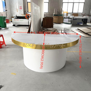 Tavolo da tavolo per torte nuziali acrilico oro bianco mezzo tondo di fabbrica personalizzato di alta qualità - Product Image 4