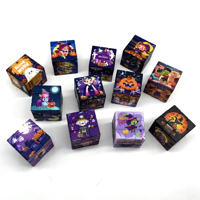 Großhandel Magic Cube der dritten Ebene Halloween UV-Druck Grenz überschreitende Mini-Kinder puzzle Denken Dekompression Zappeln Spielzeug