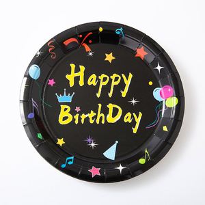 Nouvel ensemble de décoration pour fête d'anniversaire, thème noir, bannière et vaisselle pour fête d'anniversaire - Product Image 2