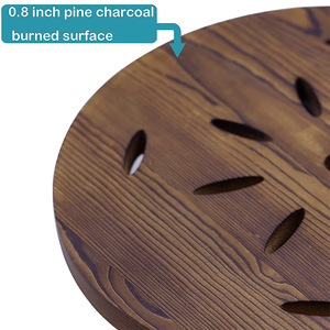 Round Wooden Pot Tray With Caster Wheels 25cm <b>Desktop</b> Flower Pot Base Moveable Plant Stand - Product Image 3