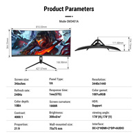 Moniteur de jeu LED incurvé 34 pouces 4K 240Hz 1ms, écran large pour ordinateur, idéal pour le jeu, le bureau et les entreprises – Neuf, en gros, directement de l'usine OEM