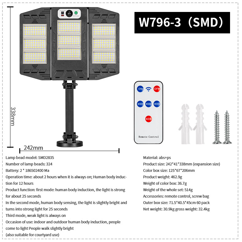 Lampione solare pieghevole W796-3 (SMD)