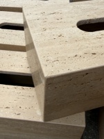 Porte-mouchoirs en travertin naturel design avec finition polie à la main pour l'esthétique de la chambre