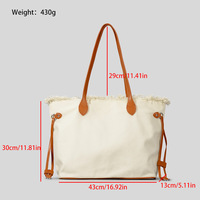 2025 nouveau sac fourre-tout en toile Boho-sac à bandoulière à franges noué à la main, sac à provisions minimaliste pour femme avec détails artisanaux