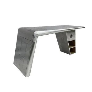 Vintage Attractive Aluminum Cover Aviator Wing Desk Metal Aircraft Desk for Office Aviation Furniture