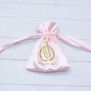 Custom Satin <b>Drawstring</b> Jewelry Dust Bag with logo pink Satin Gift <b>Pouches</b> - Product Image 3