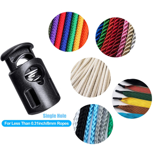 <strong>Supplier</strong> Black Plastic Two Holes Cord <strong>Lock</strong> <strong>Draw</strong> Cord <strong>Stopper</strong> Spring Leather Cord <strong>Stopper</strong> - Product Image 5