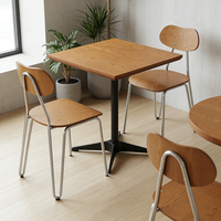 Meubles de restaurant de style moderne, tables sur mesure, avec bords inclinés sur les bords du plateau en contreplaqué
