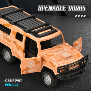 Voiture jouet <span class=keywords><strong>militaire</strong></span> <span class=keywords><strong>camouflage</strong></span> pour enfants, cadeau, véhicule tout-terrain, jouet à inertie, véhicules à friction avec ouverture de porte - Product Image 3