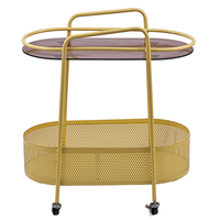 Cuisine de haute qualité 2 niveaux organiser des chariots utilitaires en métal chariot de rangement roulant avec poignée en métal