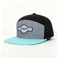 Casquette Snapback à 6 Panneaux Personnalisée en Gros, Polyester, Logo en Patch Caoutchouc, Trous Découpés au Laser, Casquette Imperméable de Haute Qualité