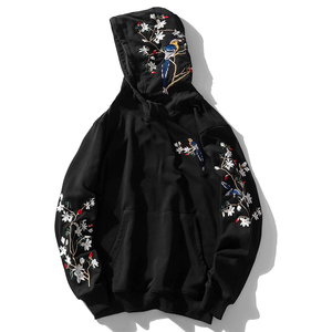 Sudadera con Capucha KingSen Personalizada de Alta Calidad para Hombre, 100% Algodón, Bordado Floral de Aves, Hombros Caídos, Corte Holgado, Informal - Product Image 5