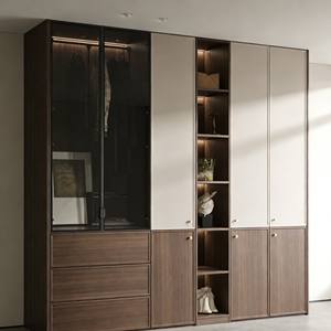 Armoire combinée de qualité à succès, design moderne modulaire bicolore avec verre noir et accents dorés pour les chambres à coucher - Product Image 5