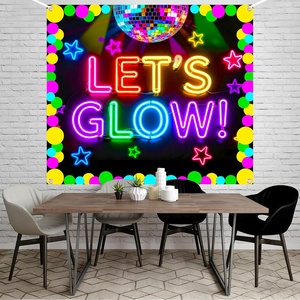Accesorios para Cabina <span class=keywords><strong>de</strong></span> Fotos <span class=keywords><strong>de</strong></span> Fiesta que Brillan en la Oscuridad, Tela con Letras <span class=keywords><strong>de</strong></span> Neón 'Let's Glow', Fondo para Decoración <span class=keywords><strong>de</strong></span> Fiesta <span class=keywords><strong>de</strong></span> <span class=keywords><strong>Cumpleaños</strong></span> Neón - Product Image 6