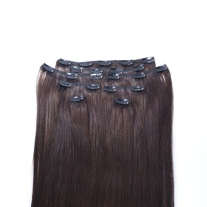 Extensioni Professionali di <span class=keywords><strong>Capelli</strong></span> Umani Brasiliani Remy con Clip, Colore Marrone <span class=keywords><strong>Scuro</strong></span> <span class=keywords><strong>Naturale</strong></span> - Product Image 1