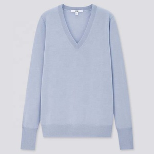WOMEN 100% COTTON <b>V</b> <b>NECK</b> <b>JUMPER</b> <b>LONG</b> SLEEVE WINTER SEASON EMBROIDERY LOGO RUNNING CASUAL FASHIONWEAR Quick Dry Breathable - Product Image 1