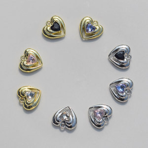 Heart Shaped Rhinestone Pendant Zinc Alloy Plated Fashion Jewelry Findings For DIY Earrings <b>Bracelets</b> Pendants Accessories Kit - Product Image 4