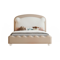 Lit king size moderne européen luxueux et durable avec cadre en bois de pin, rembourrage en cuir capitonné et sommier tapissier souple avec rangement