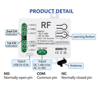 Ce module d'interrupteur intelligent Tuya Wifi DC AC 12v 24v 9v Rf 433mhz, télécommande sans fil, fonctionne avec Alexa Google