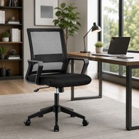 Chaise de bureau ergonomique pivotante en tissu maillé moderne, chaise de travail pour employés, chaise de bureau confortable et réglable