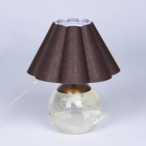 Lámpara de mesa moderna con esfera de cristal, pantalla de tela plisada, lámpara decorativa de noche para dormitorio, sala de estar, hotel, proveedor de fábrica - Product Image 5