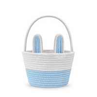Panier de Pâques pour enfants, panier à oreilles de lapin détachable, panier tissé rustique, cadeau pour fille, garçon, bébé, décoration de fête de printemps, panier de Pâques