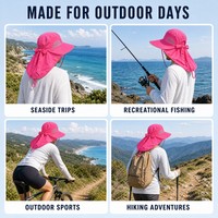 Chapeau de soleil léger pour femme à large bord avec fente pour queue de cheval et protection du cou, idéal pour la plage et la pêche, marque distributeur