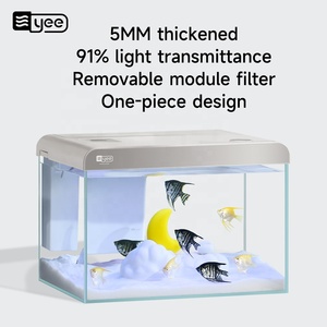 YEEカスタマイズ可能なスマートフィッシュタンク、超白クリアガラス小型水槽、LED水槽ライトとフィルター付き - Product Image 3