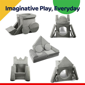 Modular <b>Sofa</b> For <b>Kids</b> Soft Foam Building Blocks Interlocking Furniture Playset Child Seat With Handrails Gray Color Options - Product Image 3