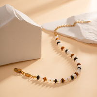 Bracelets pour femmes en acier inoxydable plaqué or véritable 18K avec des pierres naturelles en œil de tigre